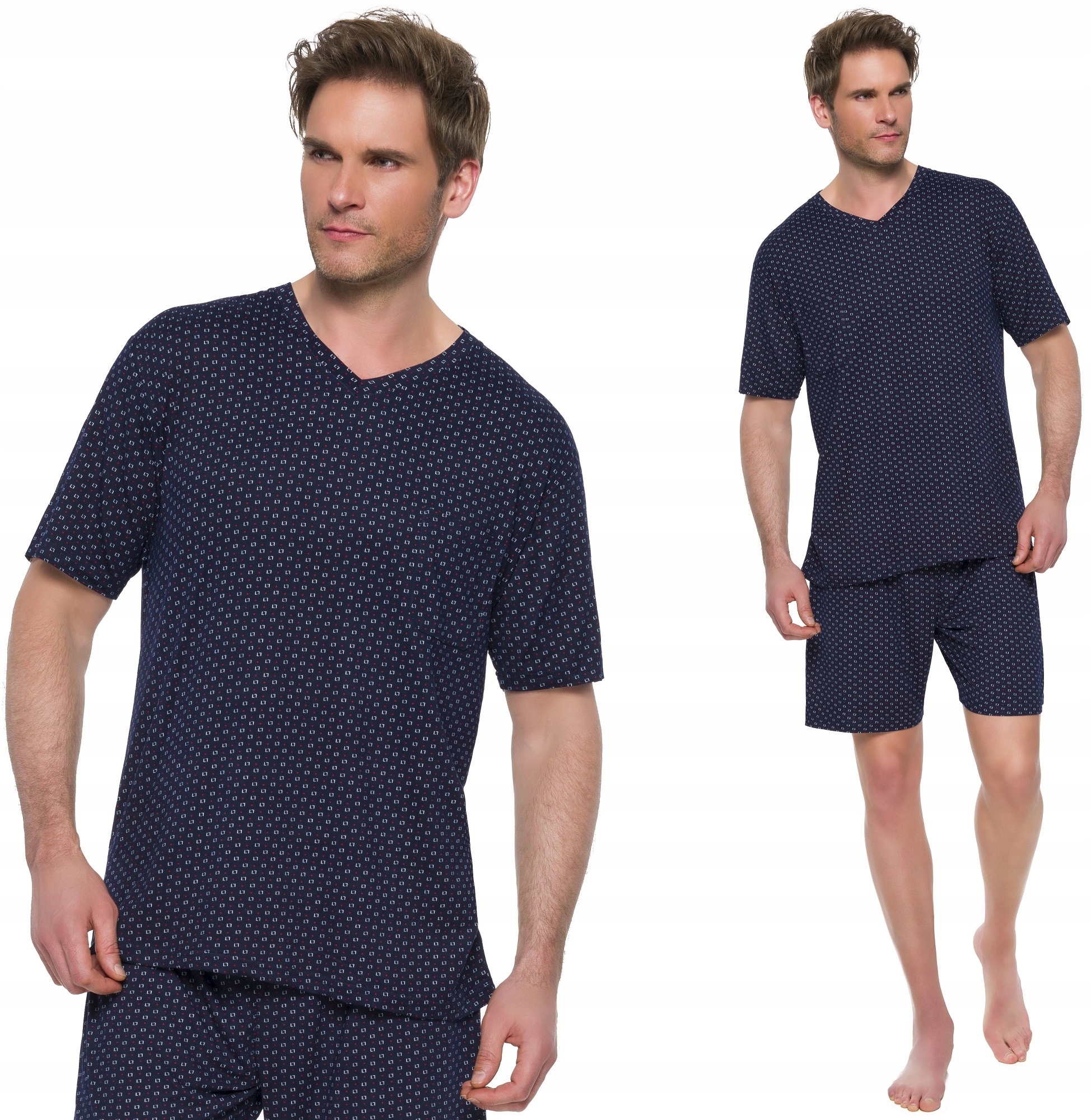 K6 BAWEŁNIANA PIŻAMA MĘSKA BAWEŁNA MLECZNA