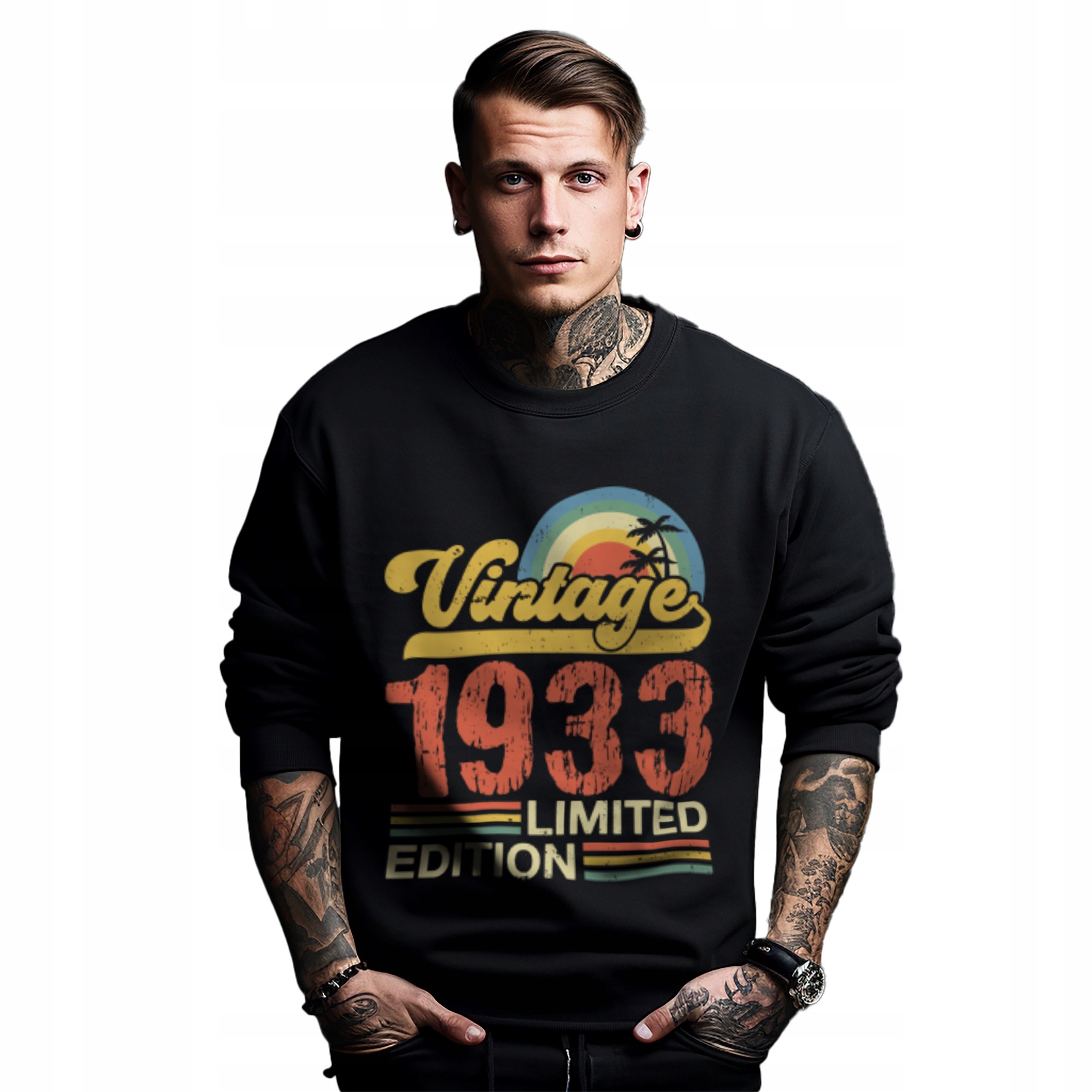 Mikina černá pánská s potiskem dárek k narozeninám, ročník Vintage 1933 Limited