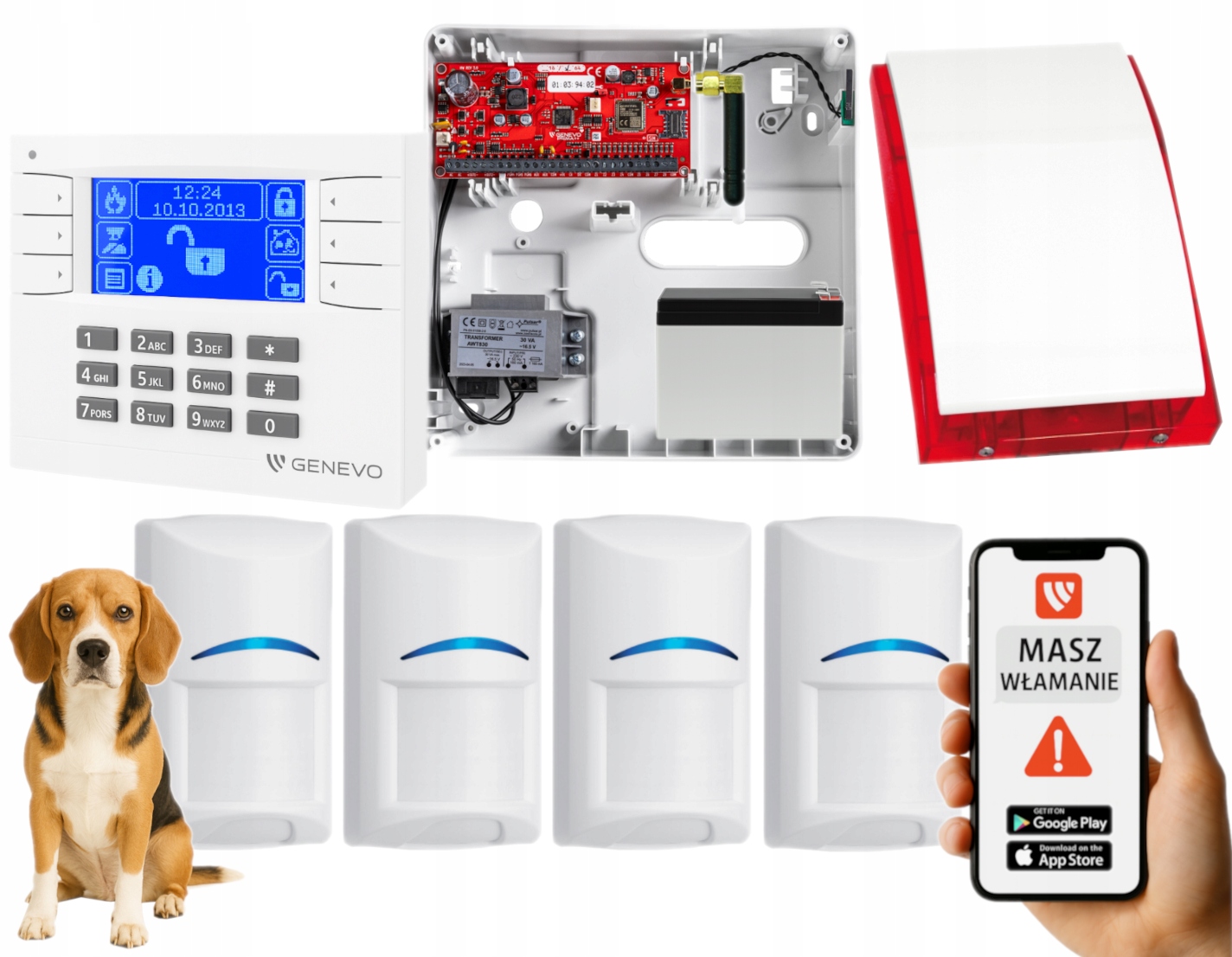 Zestaw Alarmowy PRIMA64Q LCD Wh-bl Strefa Nocna 4 Czujki Pet Gsm Aplikacja