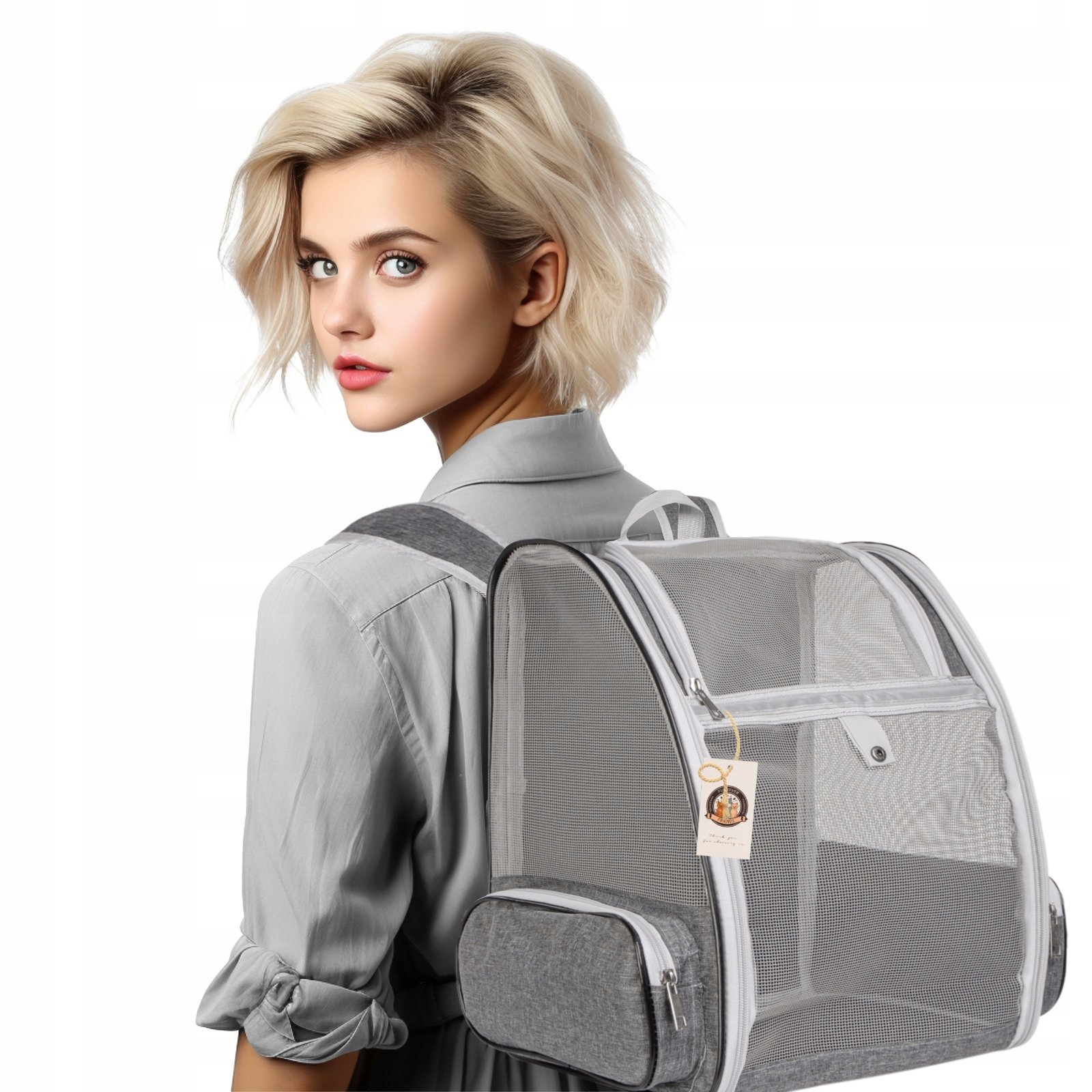 Levně Pohodlný, Funkční A Lehký Batoh S Přepravka Pro Psa A Kočku, Šedý