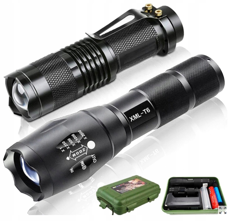 

Latarka 2x Taktyczna Wojskowa Cree XM-L T6 Q5 Zoom