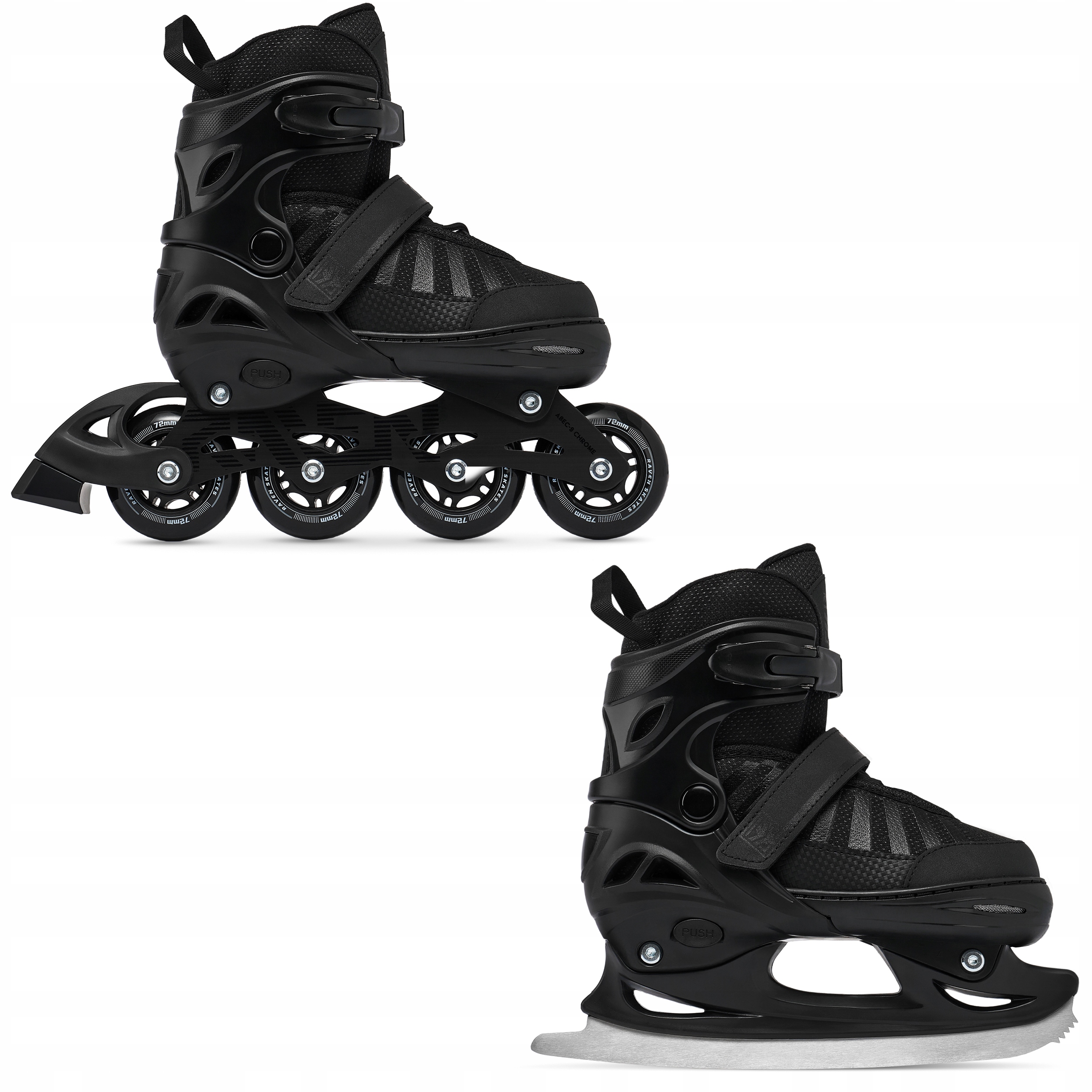 Rolki Łyżwy figurowe 2w1 Regulowane Raven Oxen Black 42-45