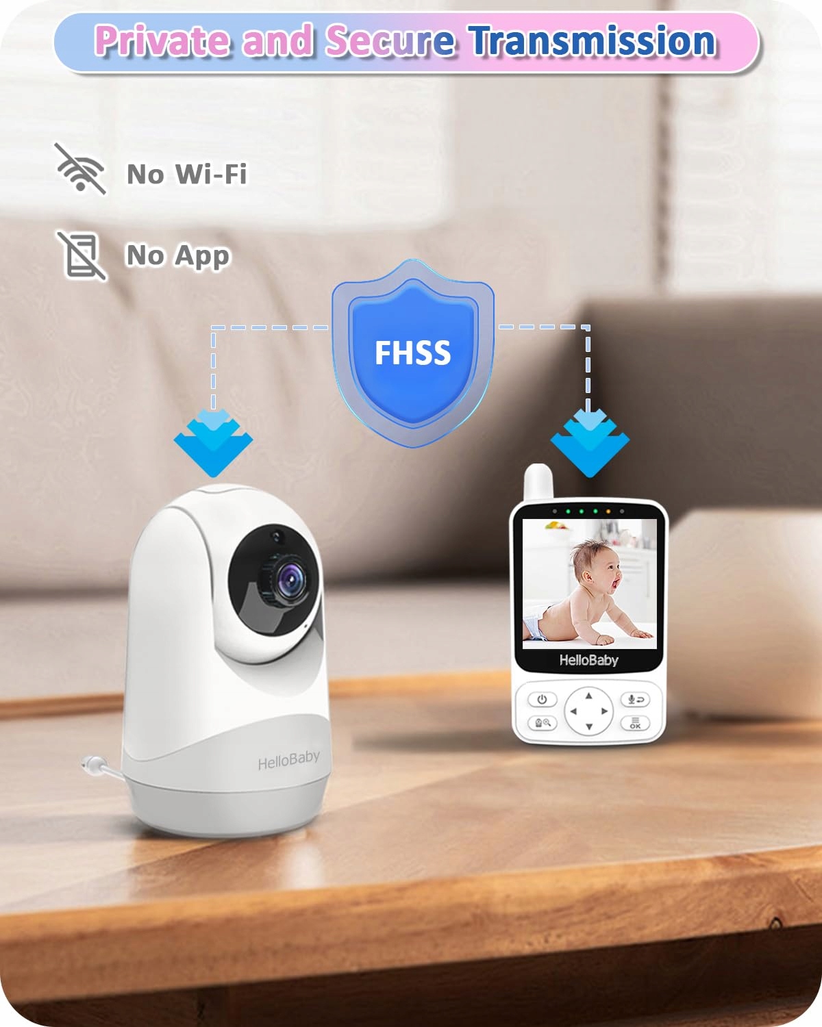 HELLOBABY Monitor Dla Niemowląt Kamera 29h Bateria 2-Way Audio — miniatura 5