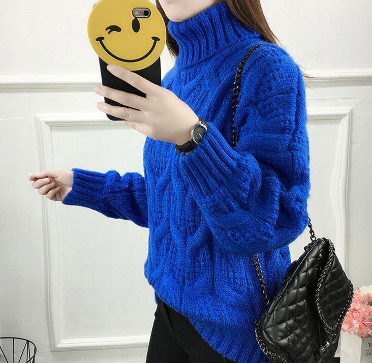 SWETER CIEPŁY MIŁY GRUBY PLECIONY Z GOLF-EM BLUE Kod producenta SW-11