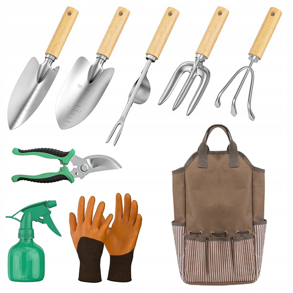 9-dílná sada zahradního nářadí s taškou na skladování