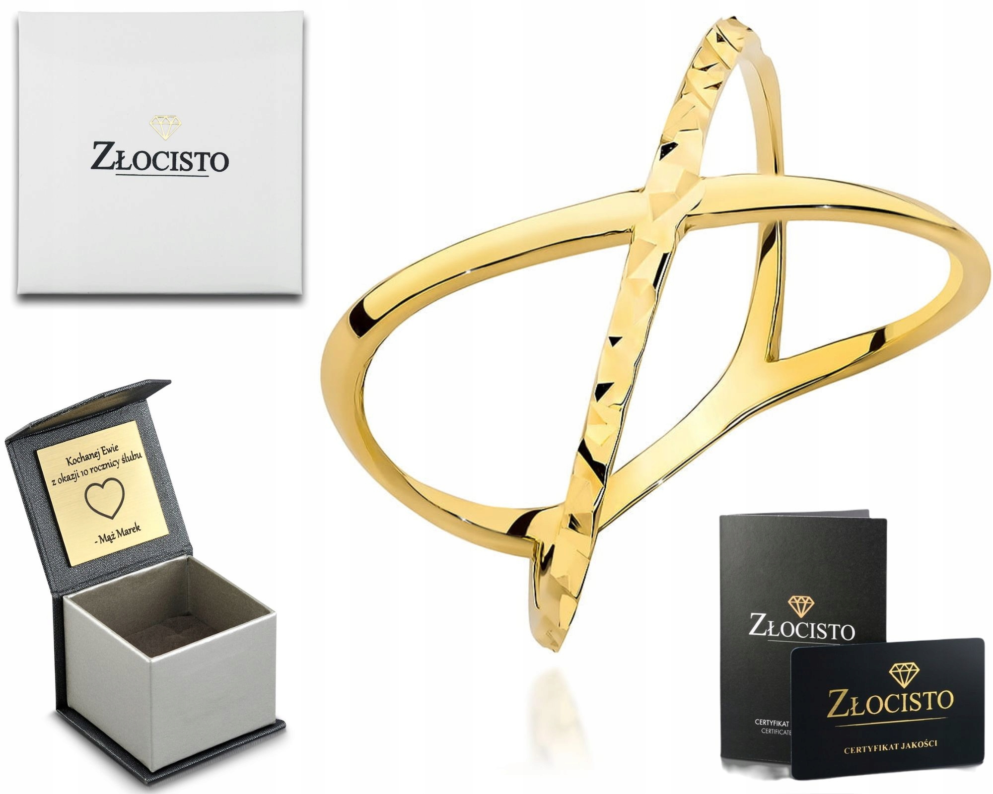 Zlatý Prstýnek Prsten X Propletený 585 Gravírování Bonus Jako Dárek