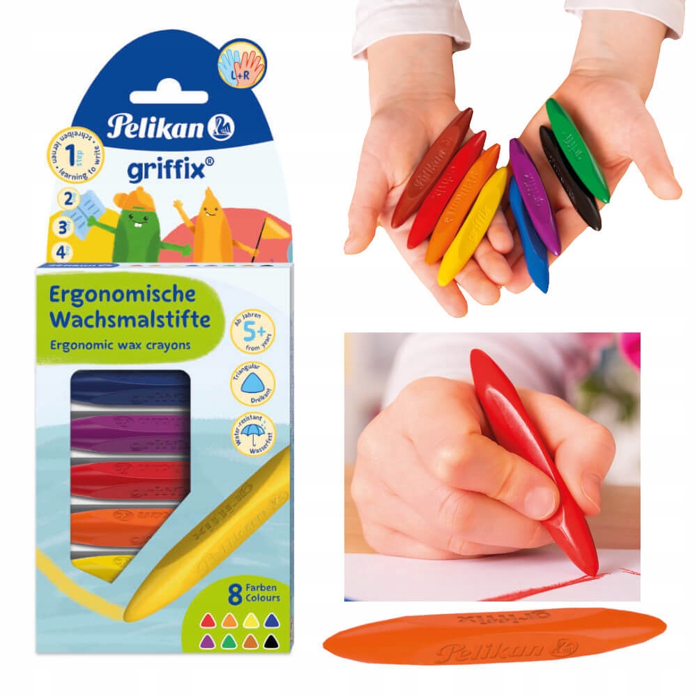 

Kredki świecowe Griffix 1 trójkątne 8szt Pelikan