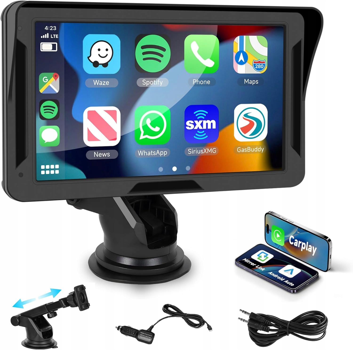 Rimoody 7" Przenośne Radio Samochodowe Hd CarPlay/Android Auto/Bluetooth