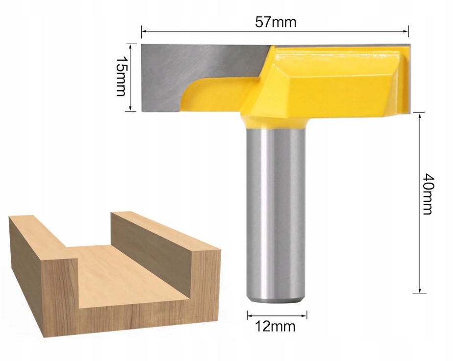 Frez do planowania drewna 57mm trzpień 12mm węglik