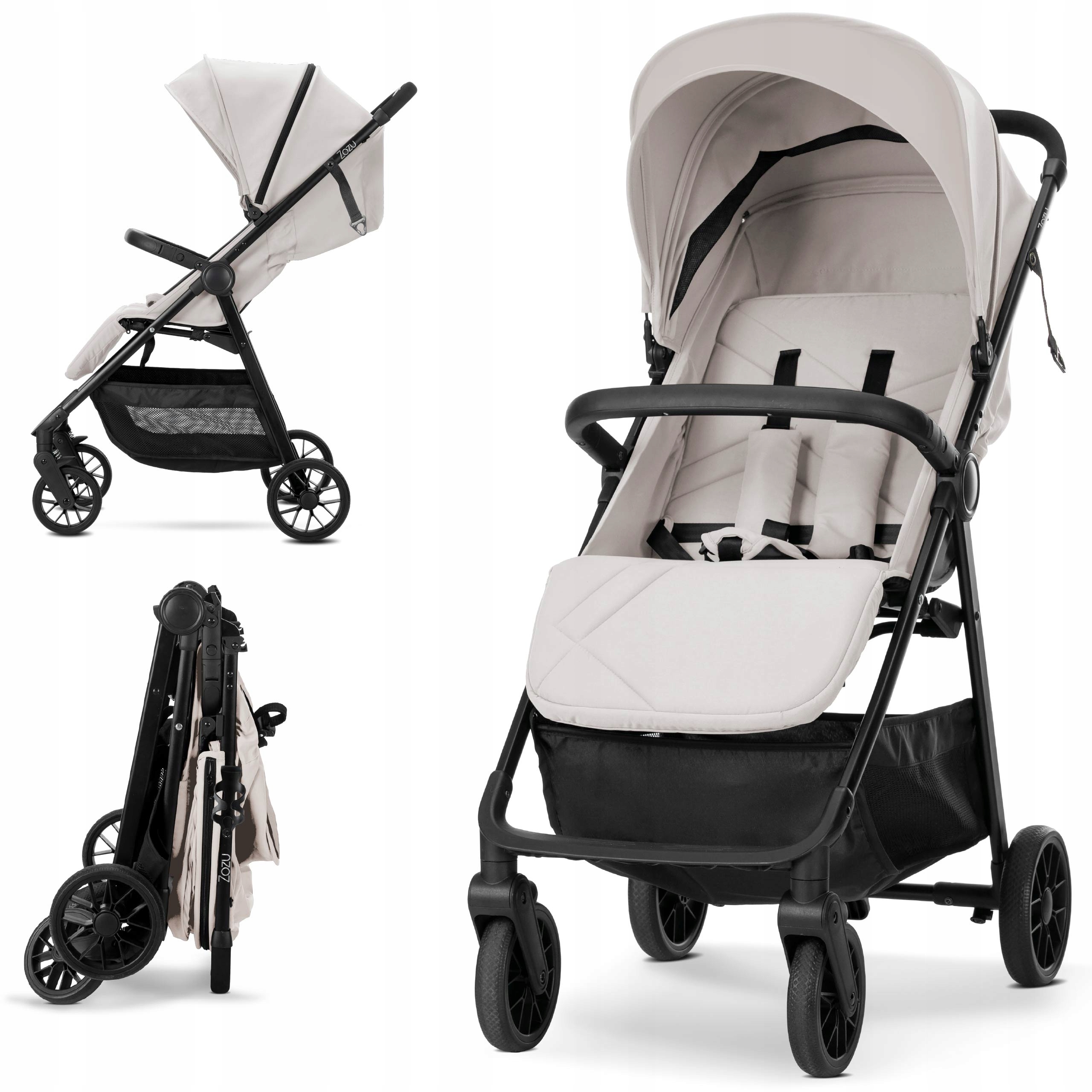Lorelli Wózek Spacerowy autofold do 22kg lekki na podróż 5,8 kg Zozu Beige