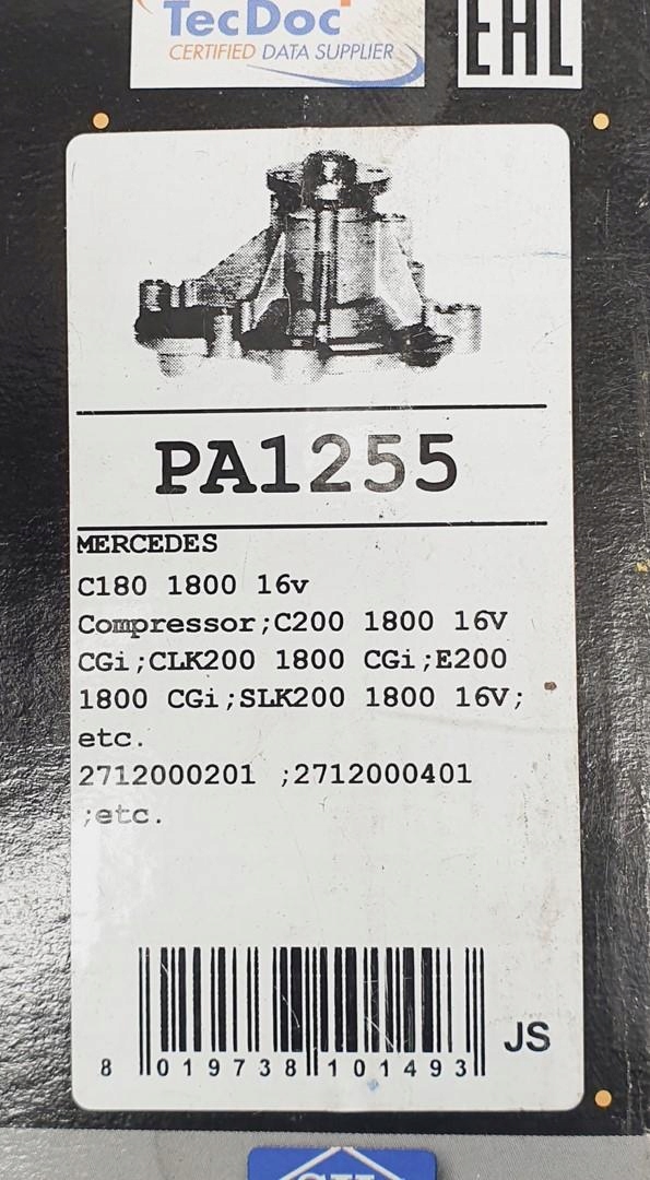 POMPA WODY MERCEDES W204 1.6 1.8 2712000201 Numer katalogowy części 2712000201
