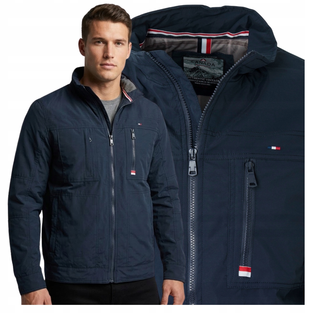 Klasická pánská lehká jarní přechodová bunda tmavě modrá Velikost XXL