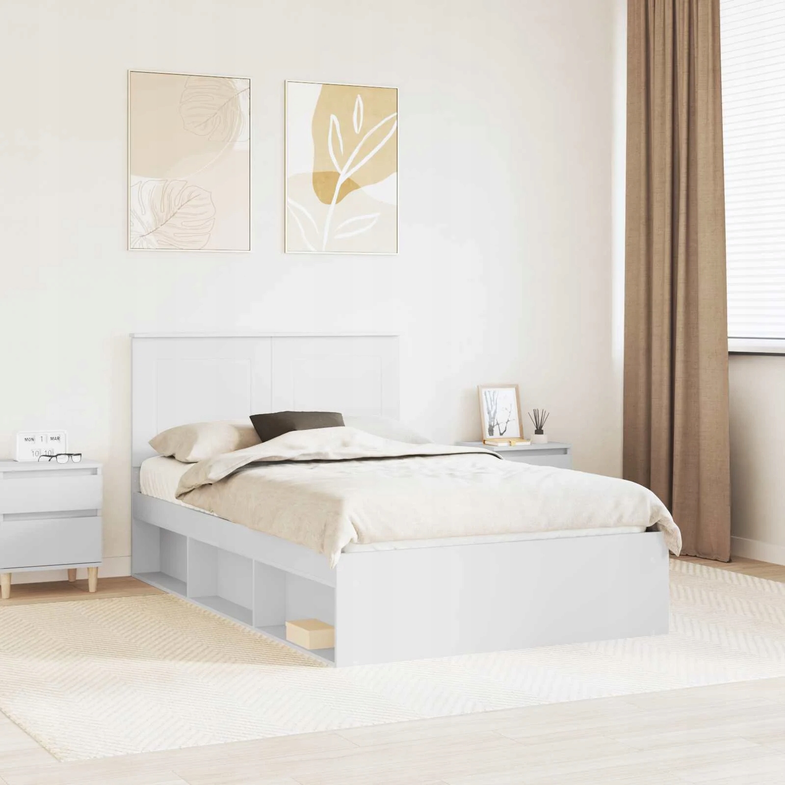 vidaXL Rám postele s čelo Bílá 120 x 200 cm Masivní borové dřevo