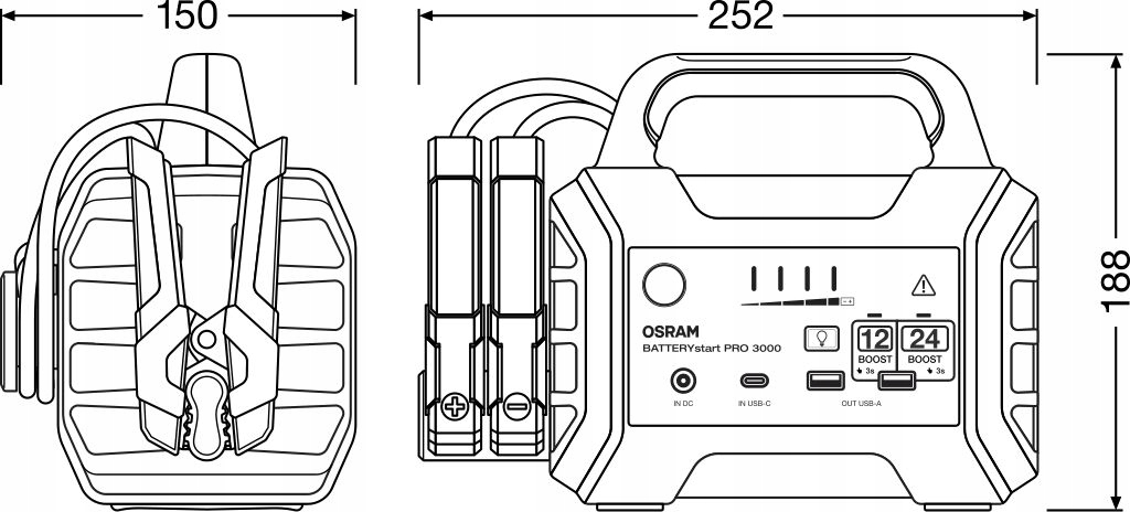 jumpstarter OSRAM BATTERYstart PRO 3000 OJST3000 12/24V 2500A Marka Osram