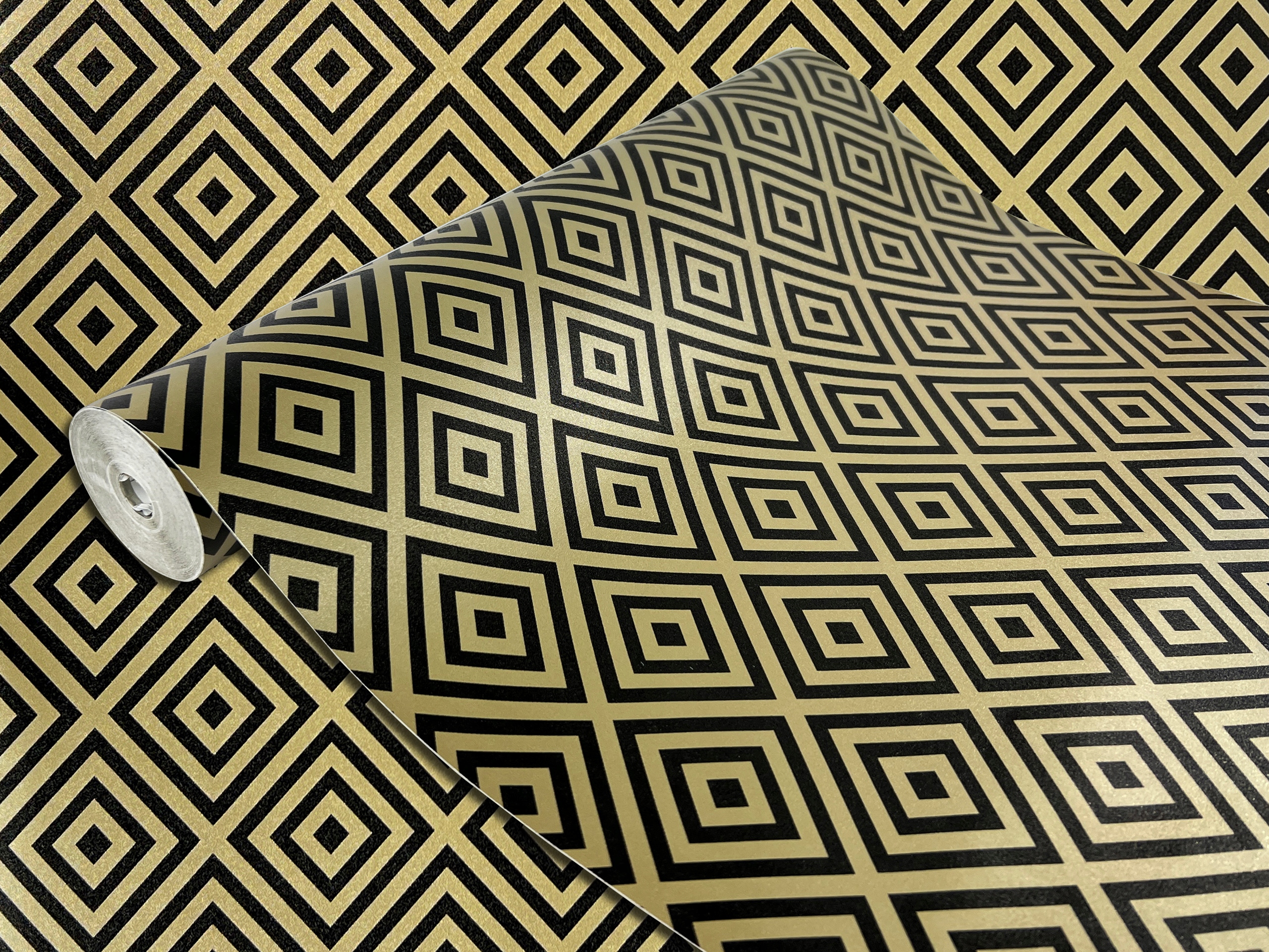 Dekorativní nábytková dýha Fólie Samolepicí Lepicí vzor Zlaté čtverce