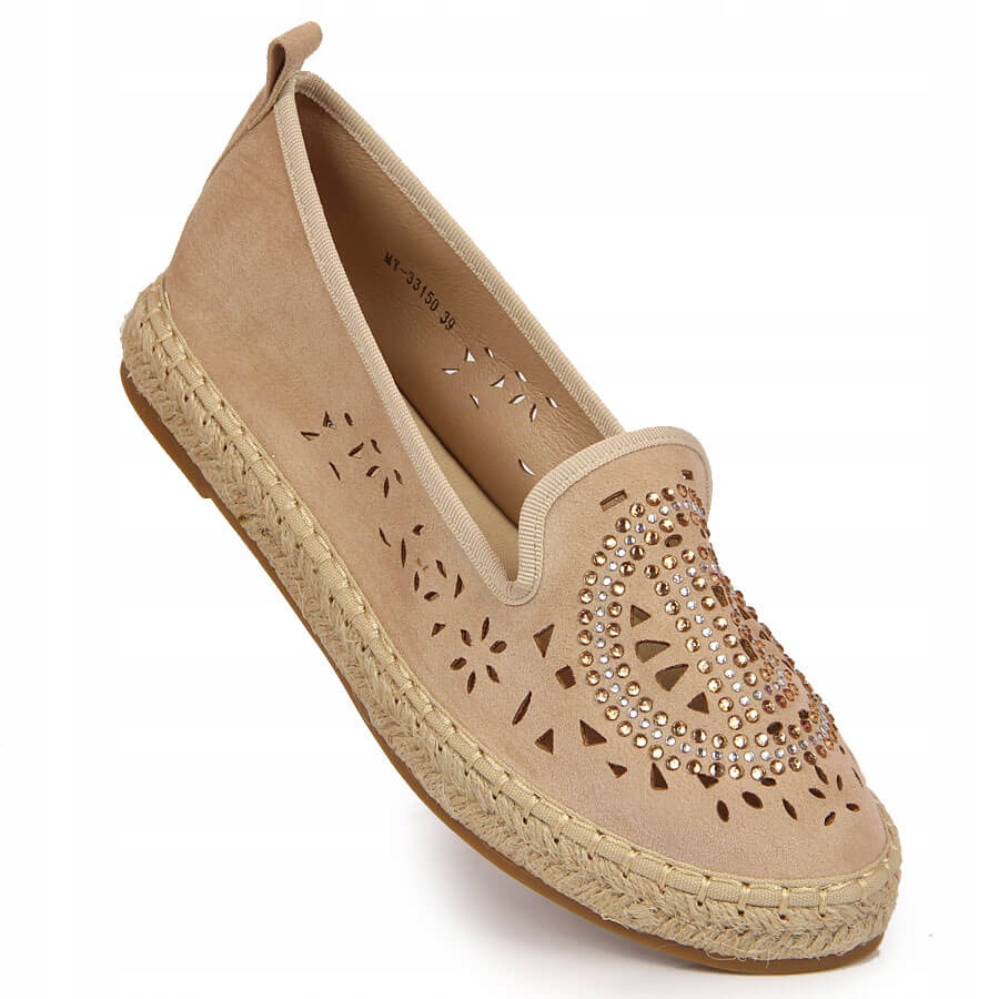 

Espadryle półbuty ażurowe beżowe zamsz S.Barski 38