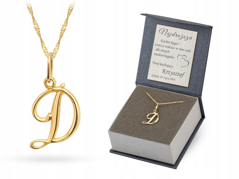Zlatý Řetízek 585 Přívěsek Písmenko D 42 cm Gravírování