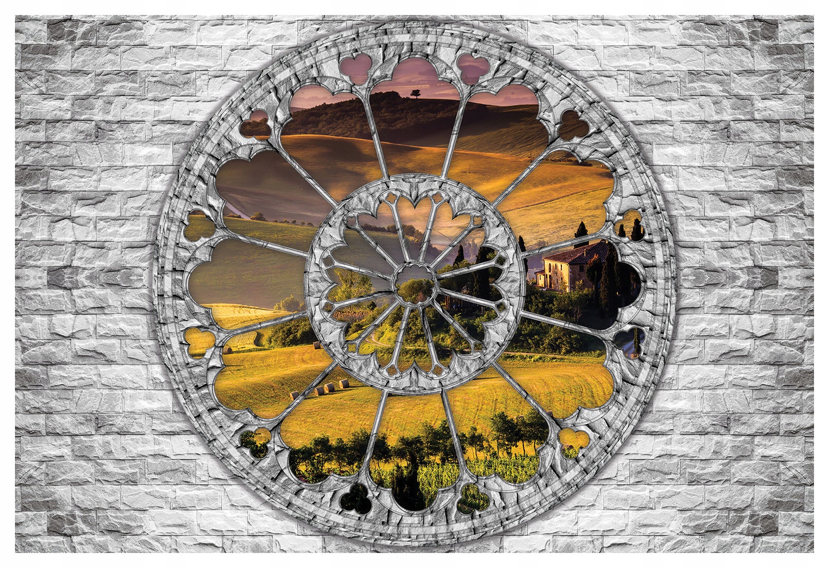 Fototapeta flizelina Toskánsko Pohled z okna na kopce a louky 300x210 lepidlo