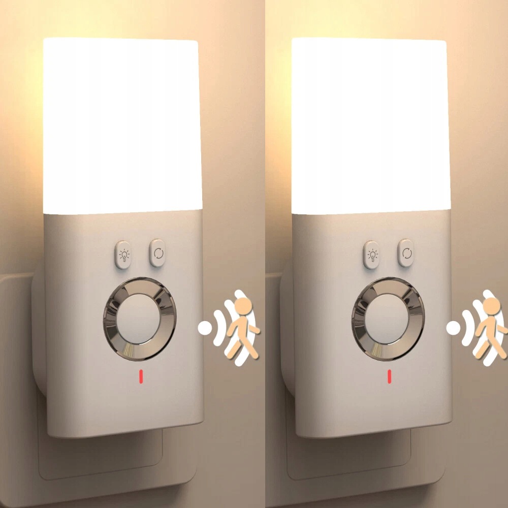 2SZT Lampka Nocna Led Z Czujnikiem Ruchu Ładowana Gniazdka Latarka Awaryjna