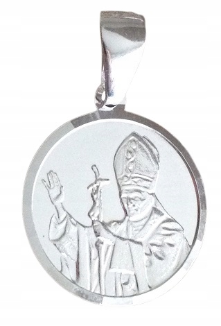 Łańcuszek srebrny naszyjnik + medalik Jan Paweł II Materiał Srebro