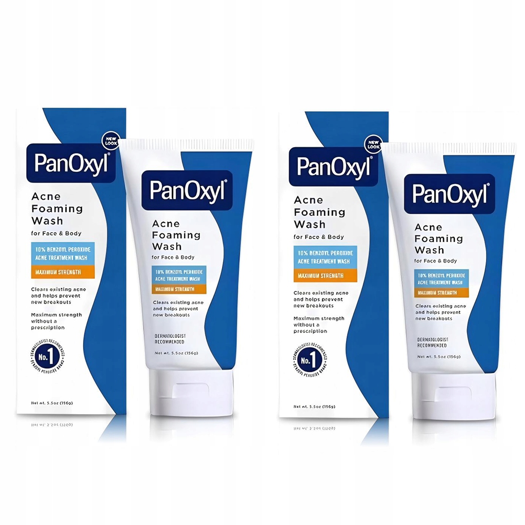 2X PanOxyl pianka do mycia trądziku 10% nadtlenku benzoilu 156g
