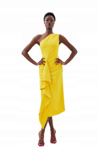 Karen Millen Dlouhé Šaty S Koktejlovými Vráskami 36 B1F