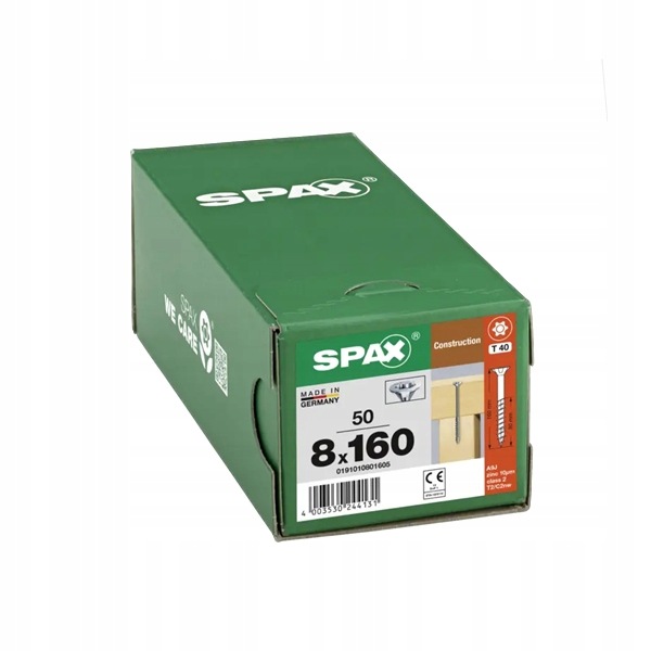 Spax Wkręty do konstrukcji drewnianych Konstrukcyjne Stożkowe 8x160mm 50szt