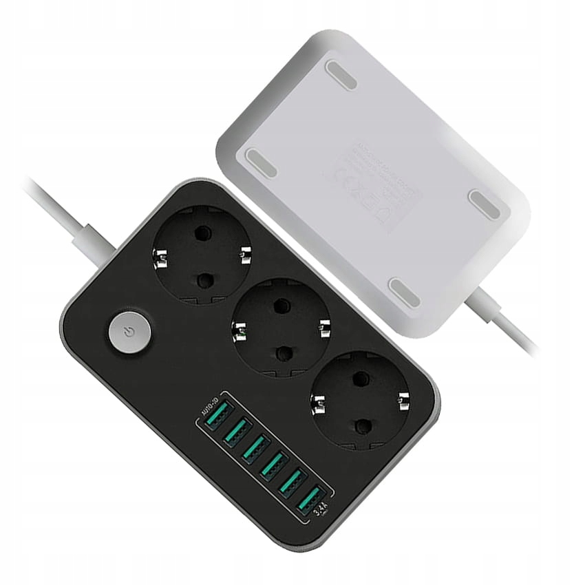 Listwa przeciwprzepięciowa na 3 gniazda + 6x USB