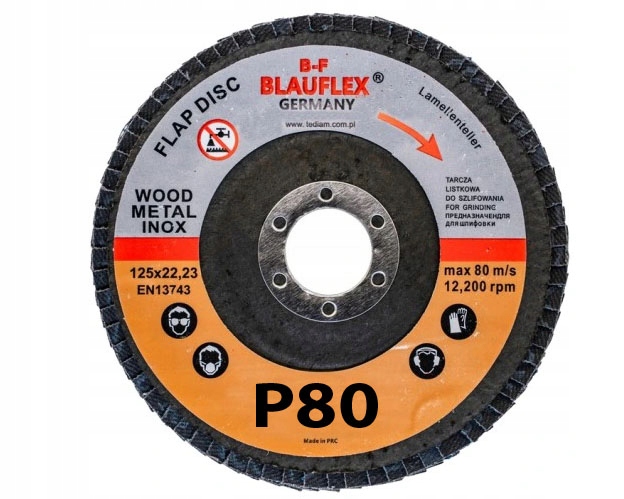 

Tarcza listkowa Blauflex 125x22,23 mm P80 lamelka