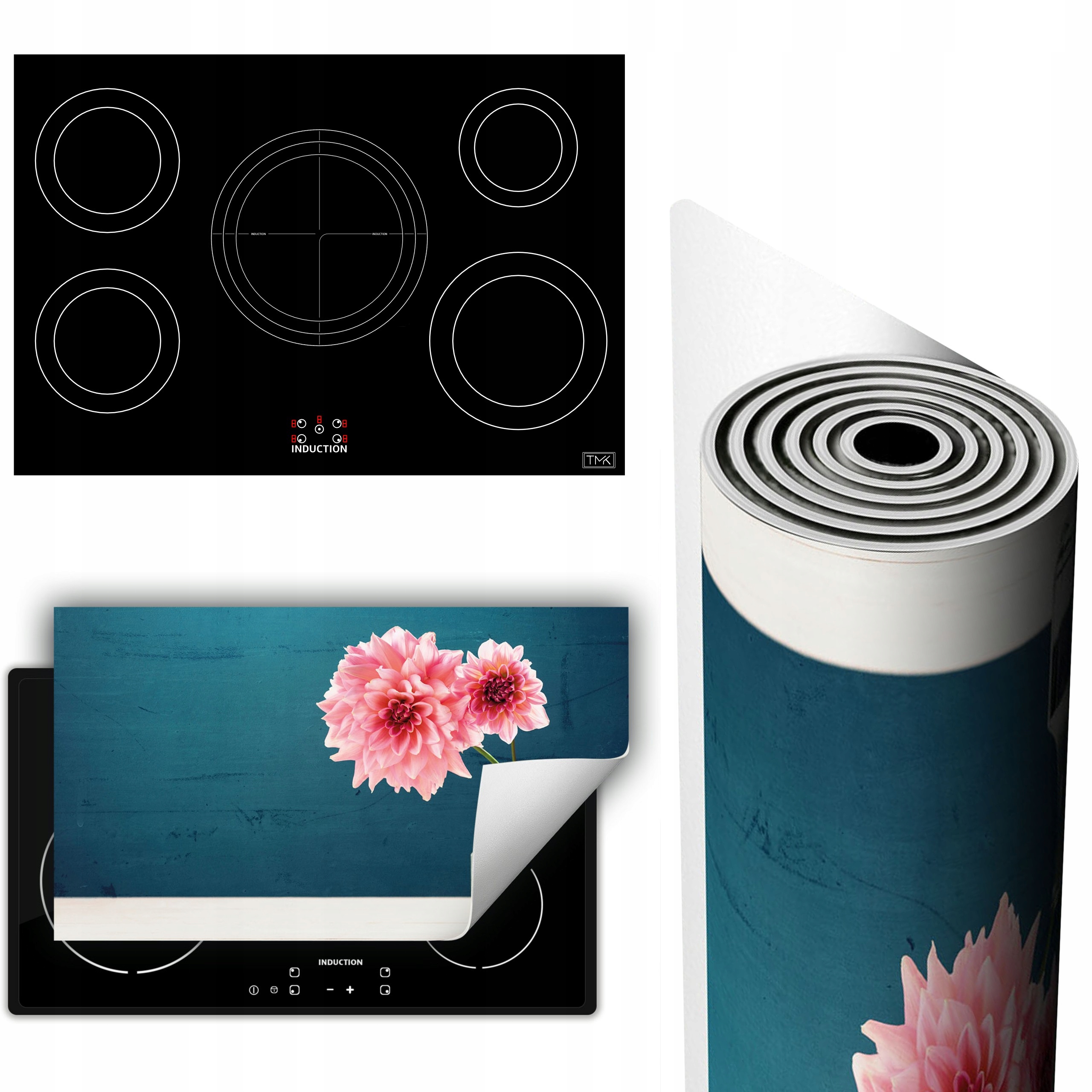 Vinylová Podložka Ochrana Kuchyňské Desky 90x52 modrá květy