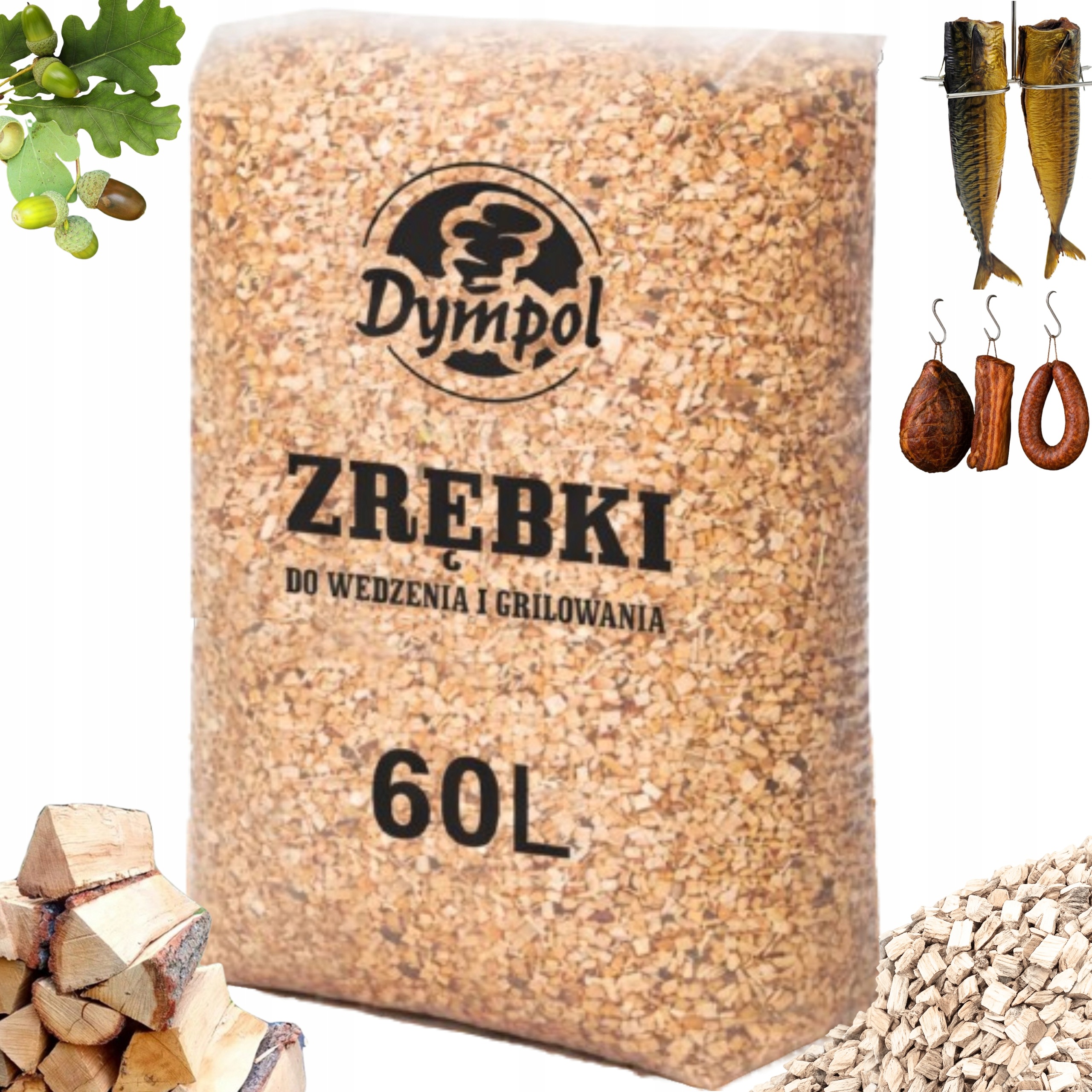 Štěpky Na Uzení Suché 100% Dub 15 kg/60 litrů, Kl 10 Atest Dympol