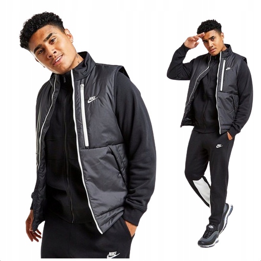 Nike Teplá pánská vesta bunda bez rukávů s černým zateplením Therma-FIT