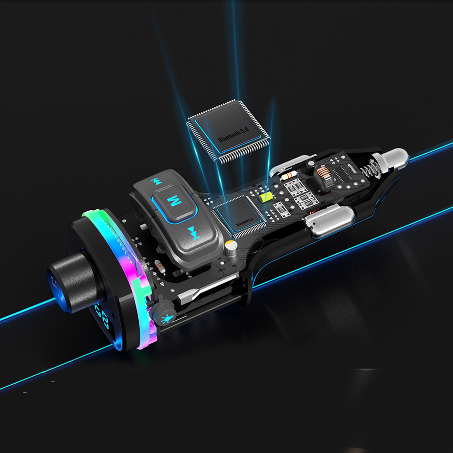 Transmiter bluetooth FM samochodowy SZYBKA ładowarka PD 23W QC3.0 USB-C LED Kod producenta SAMOCHODOWA ADAPTER DO SAMOCHODU USB-C 3.0