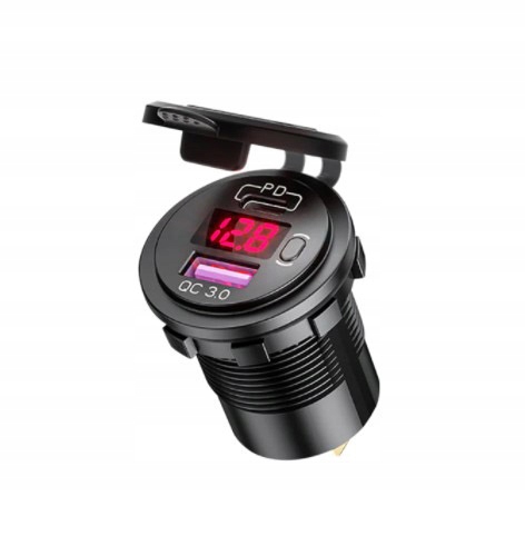 

3.0 Qc Usb Pd Ład. Sam. Gniazdo Woltomierz Red