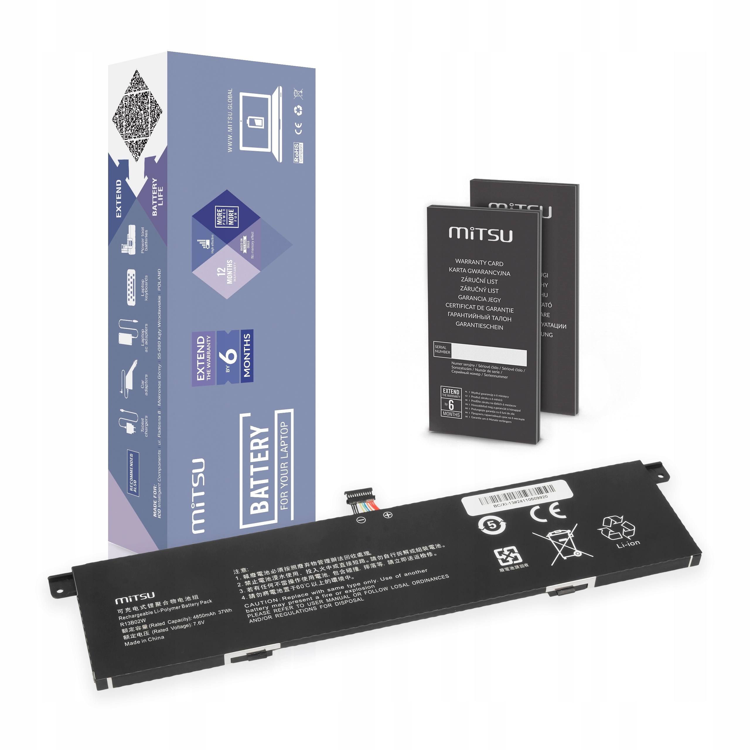 Bateria R13B02W R13B01W do Xiaomi Mi Air 13.3 2018