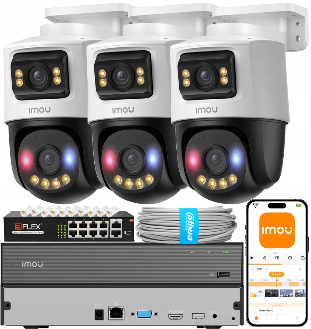 Sada na monitorovanie 10MPx 3 kamier PoE Imou IPC-PS70FP-10M0 Utp rekordér