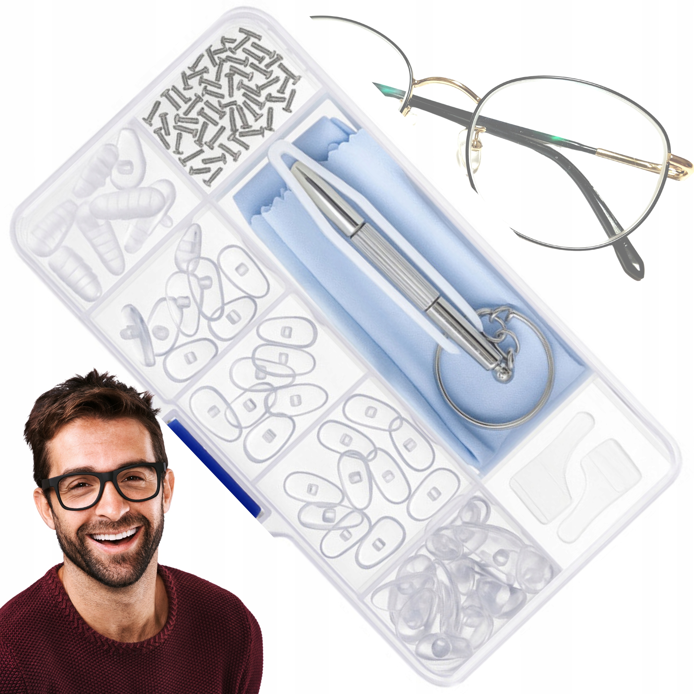 ZESTAW DO NAPRAWY OKULARÓW ŚRUBKI NOSKI ŚRUBOKRĘT - NAPRAWCZY - XXL