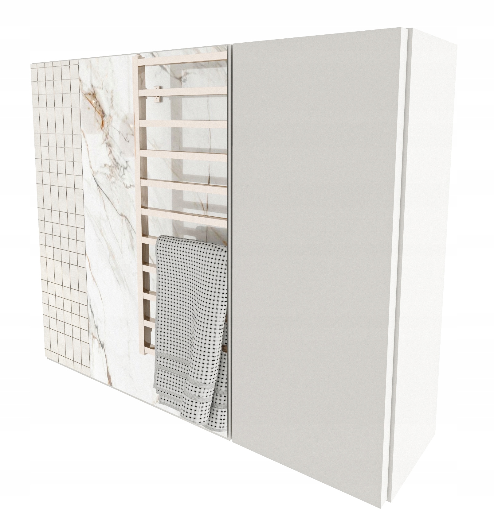 Koupelnová skříňka regál do koupelny police zrcadlo závěsná bílá