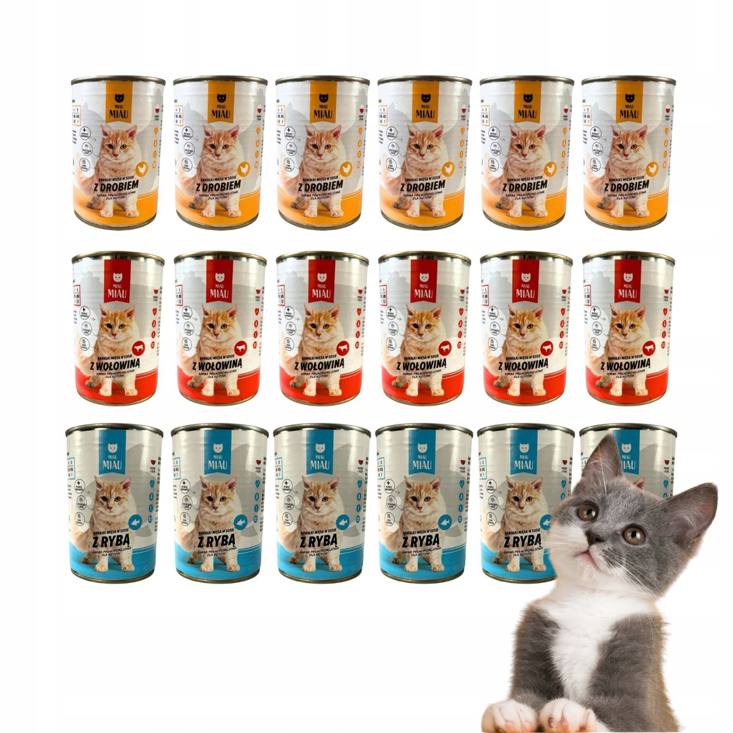 Levně Mokré Krmivo Pro Kočky Meow MIX Chutí 24x415g