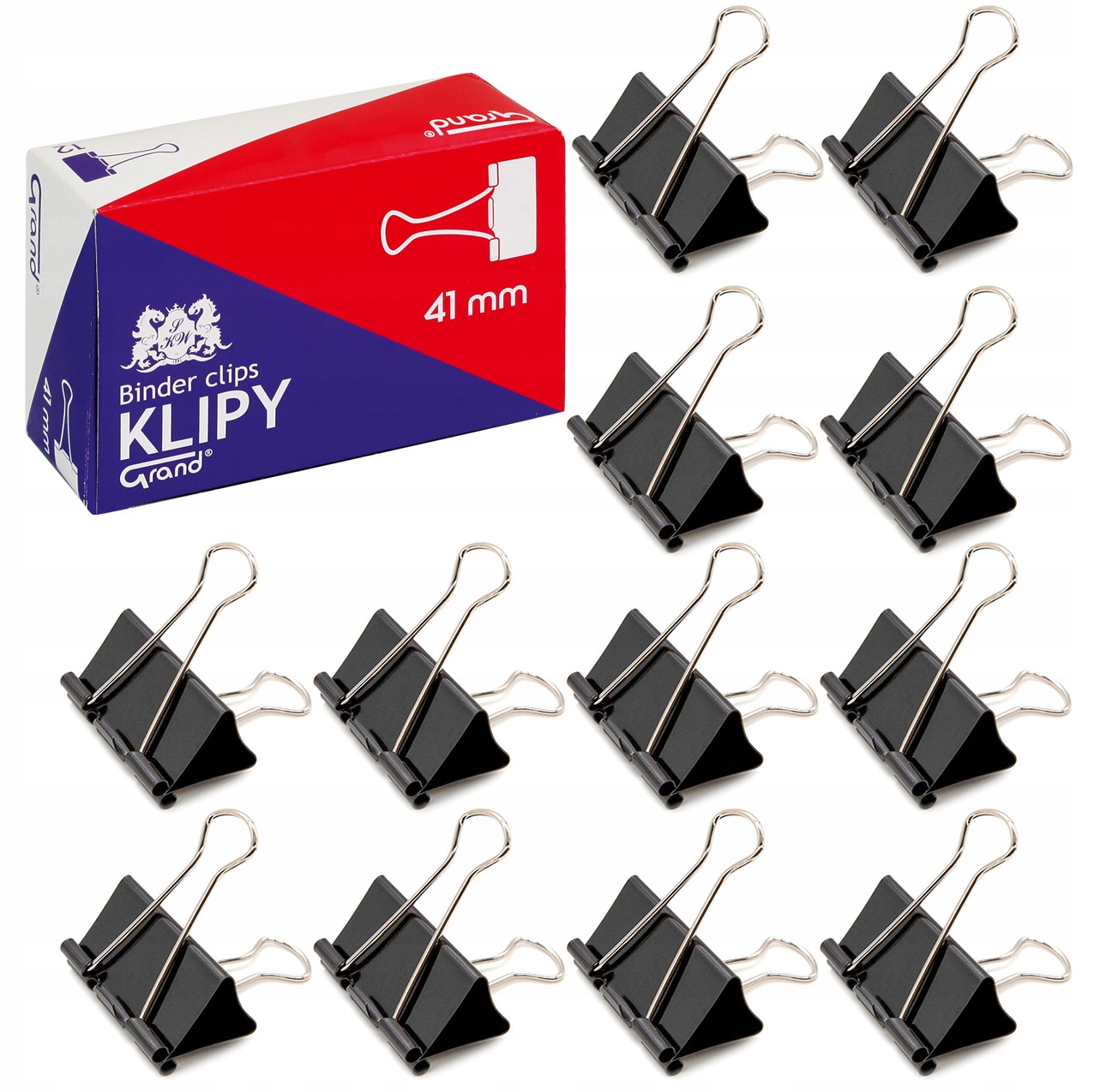

Klipy biurowe Grand 41mm czarne 12szt XL