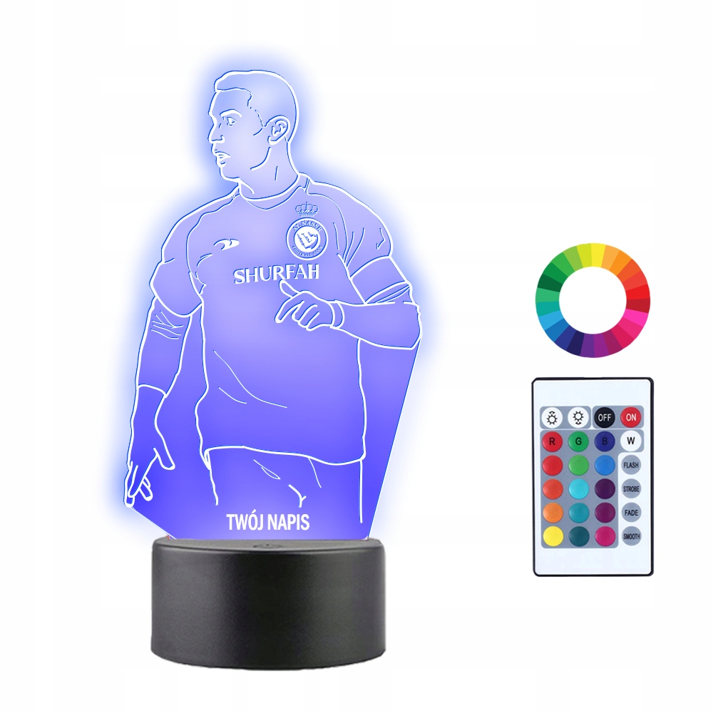

Lampka Nocna 3D Led Cristiano Ronaldo Imię Grawer