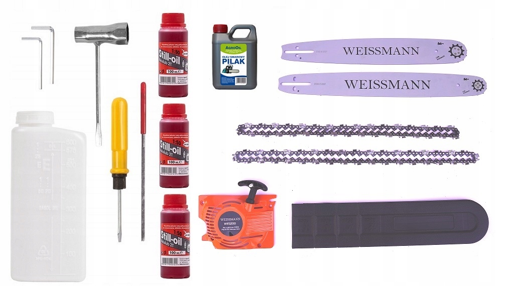 PIŁA SPALINOWA PILARKA ŁAŃCUCHOWA 6.5KM ZESTAW PILARZA OLEJE 2 x PROWADNICE Seria PRO