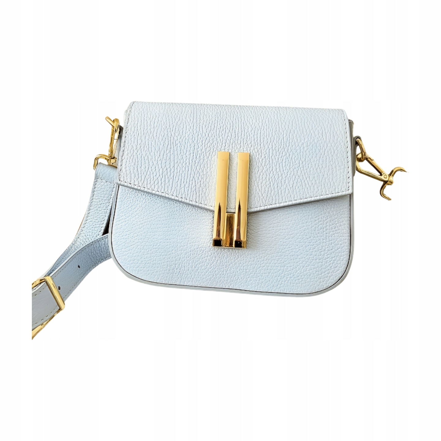 Laura Biaggi kožená crossbody kabelka, modrá s klopou