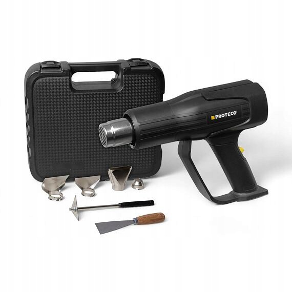 Proteco horkovzdušná pistole 2000W, LCD displej, 60°C-600°C, kufr, přísluše