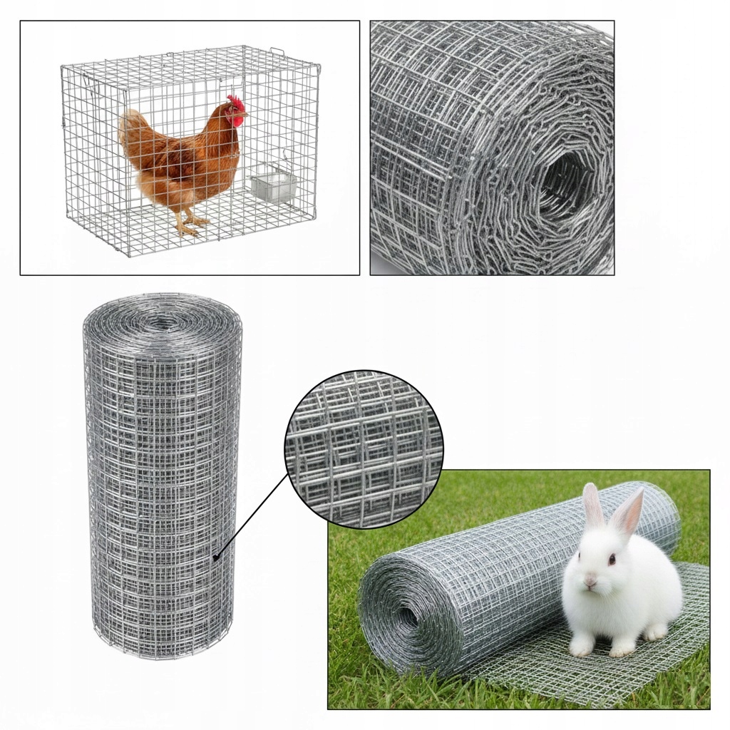 Siatka Zgrzewana Oc 19x19 na Woliery Ogrodzenie 25m2 Klatki Hodowla Na Kury