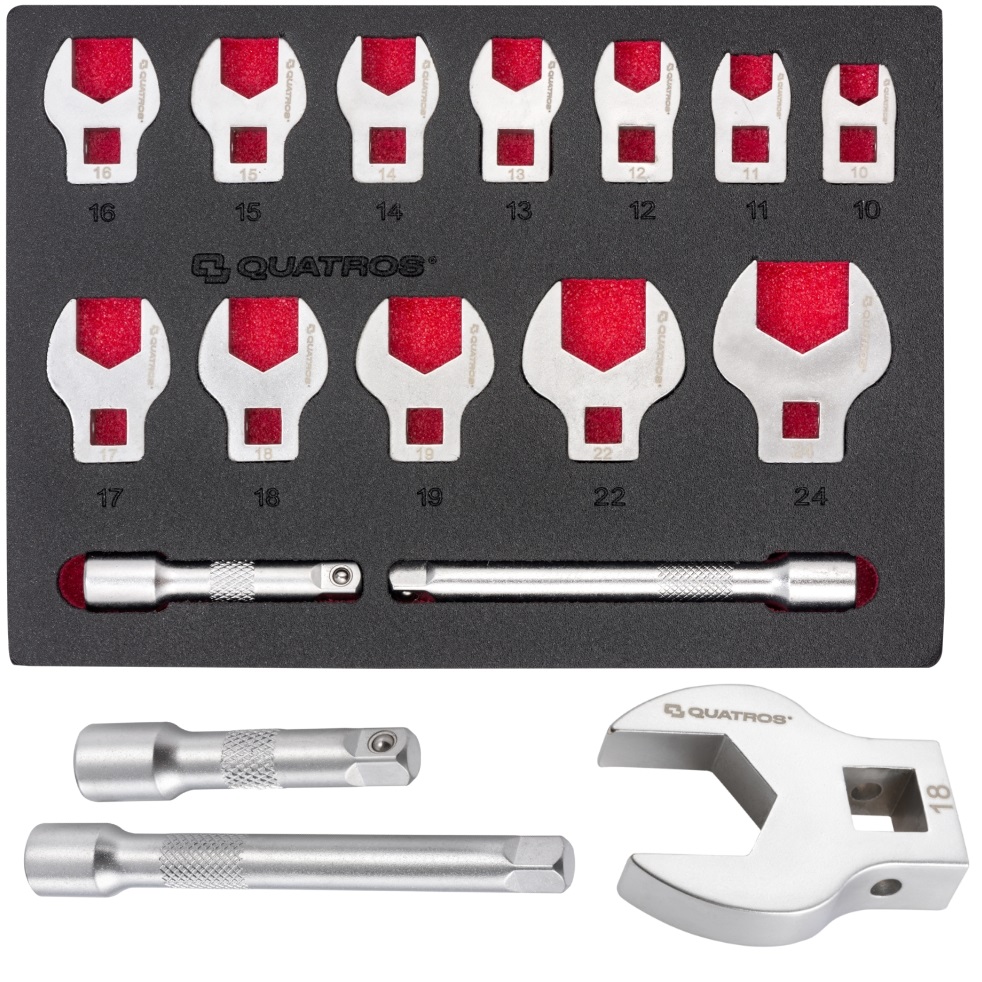 Zestaw 14szt. kluczy 3/8" płaskich typu V 10-24mm Qutros