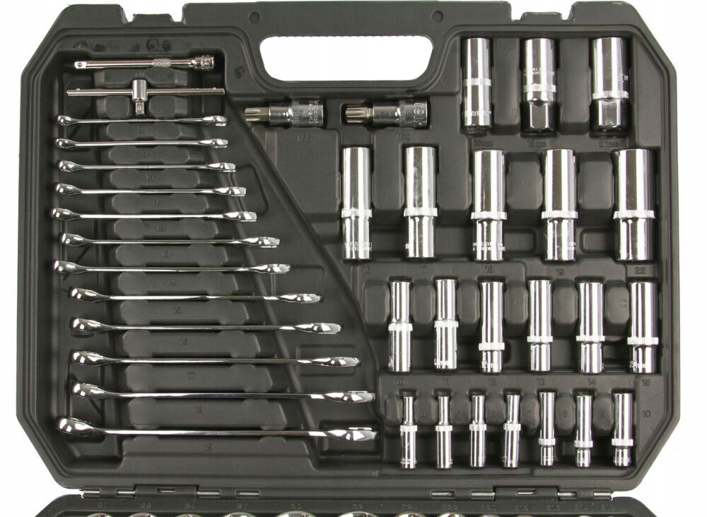 ZESTAW NARZĘDZI KLUCZE NASADOWE METALLO 216 EL. 3 GRZECHOTKI Marka inna