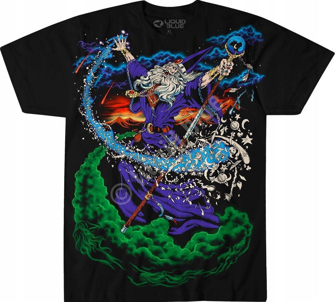 Tričko s čarodějem Wizard černé Liquid Blue L