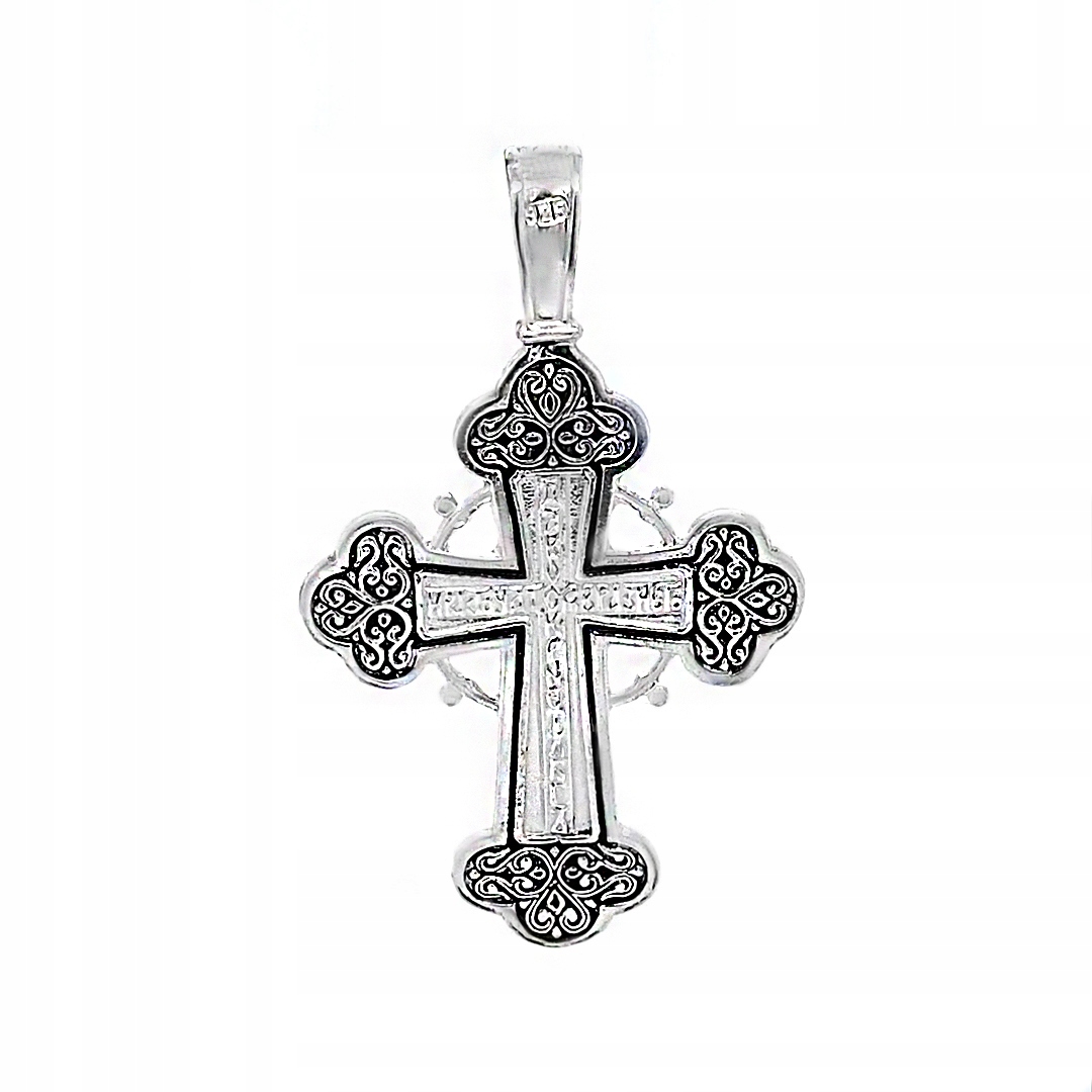 Stříbrný pravoslavný kříž ryzost 925 s Ježíšem Kristem Ochranná modlitba
