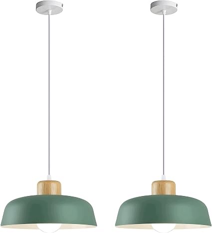 Lampa wisząca Nordic Macaron z metalu w wykończeniu drewnianym, nowoczesna